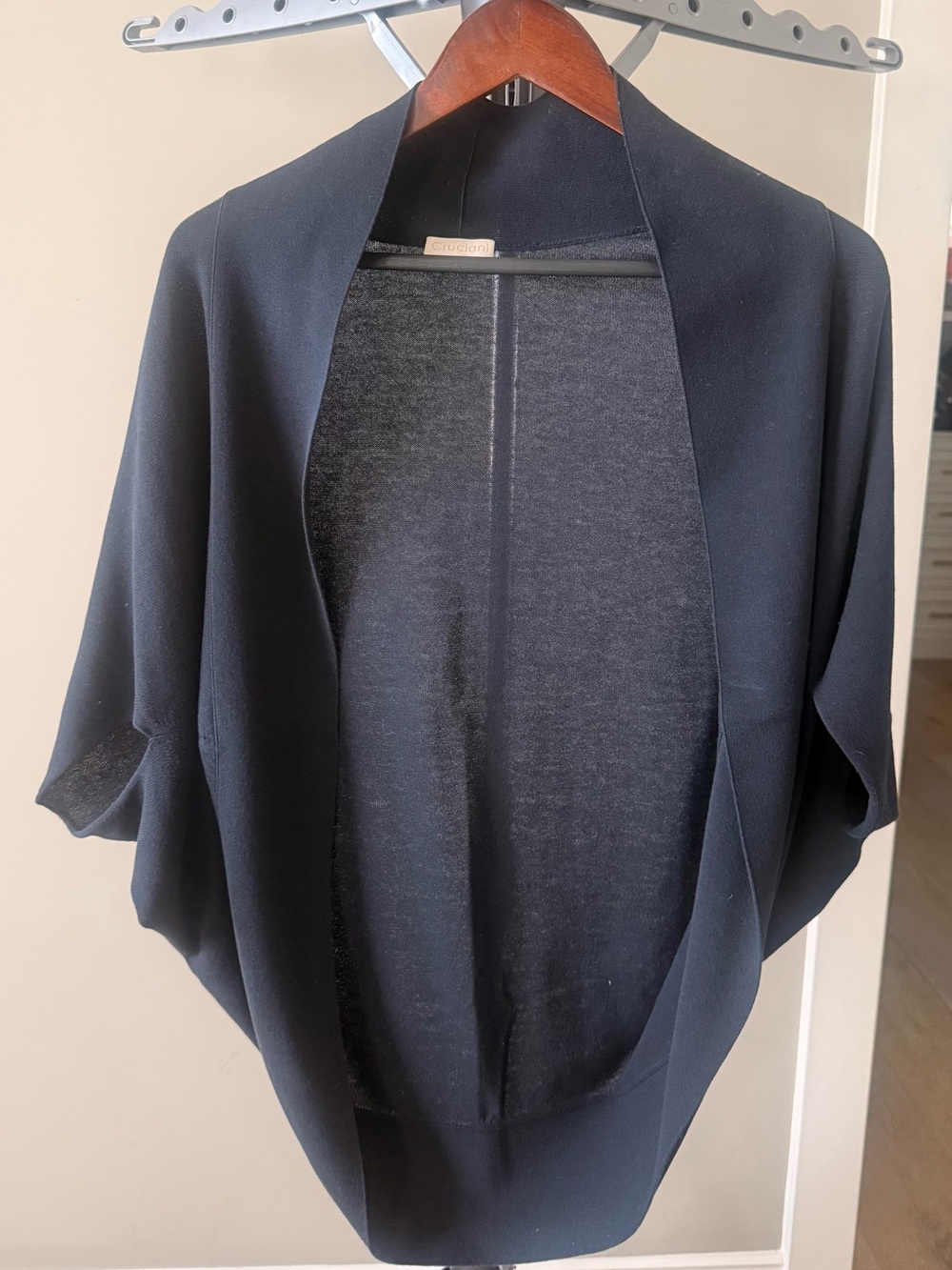 Cruciani Navy Draped Open-Front Knit Shrug